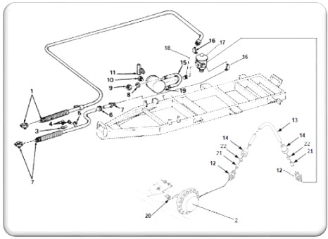Fig 11 - Air Hoses, Fittings, Relay Valve, Air Chamber and Pressure Tank (Added the current M149A2 brake system)